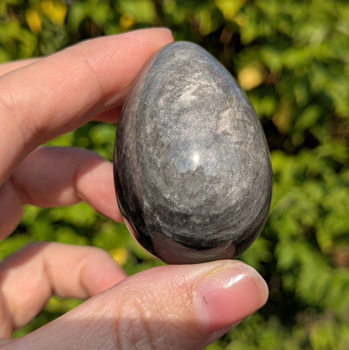 Oeuf obsidienne Argentée