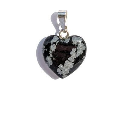 pendentif coeur pierre obsidienne flocon de neige