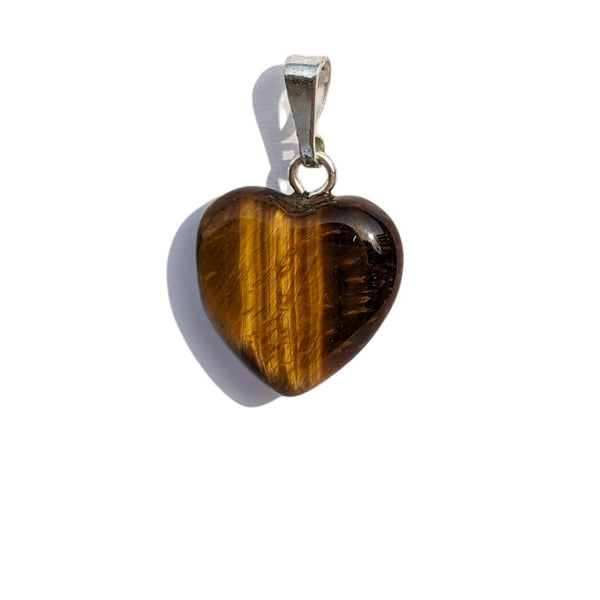 Pendentif Cœur En œil De Tigre Naturel - Collier Avec Cordon Offert