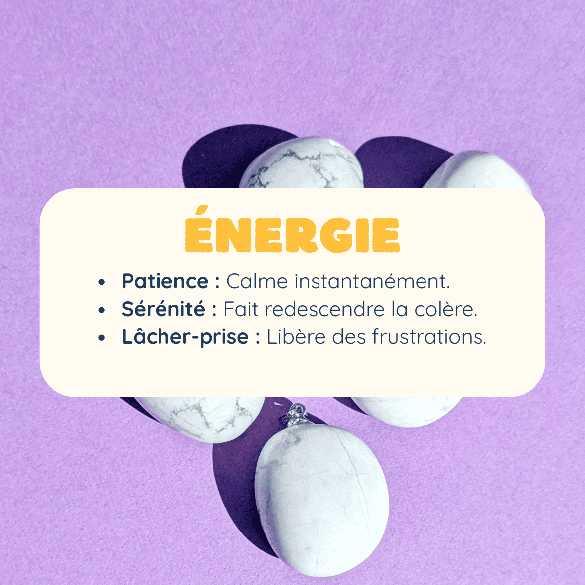 Pendentif en Howlite Roulée – Apaisement et Sérénité