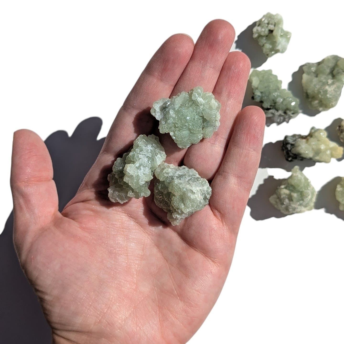 prehnite cristallisée verte