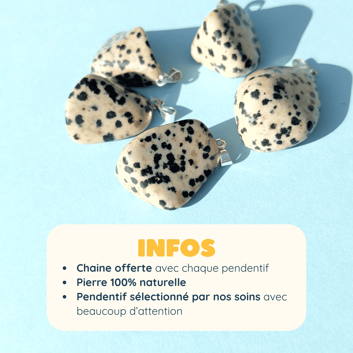 Pendentif en Jaspe Dalmatien Roulée – Équilibre et Joie de Vivre