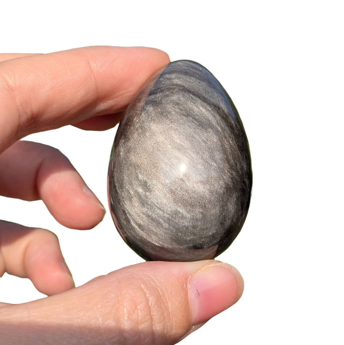 Oeuf obsidienne Argentée