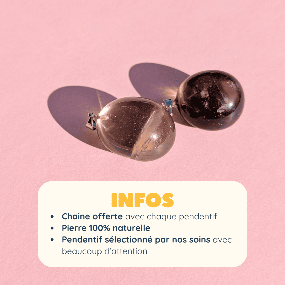 Pendentif en Cristal de Roche Fumé – Ancrage et Clarté Intérieure