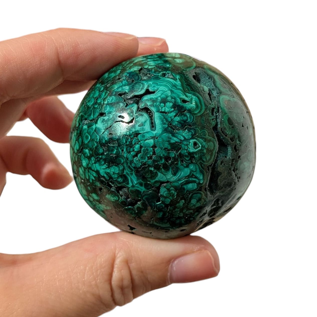 sphere en pierre malachite