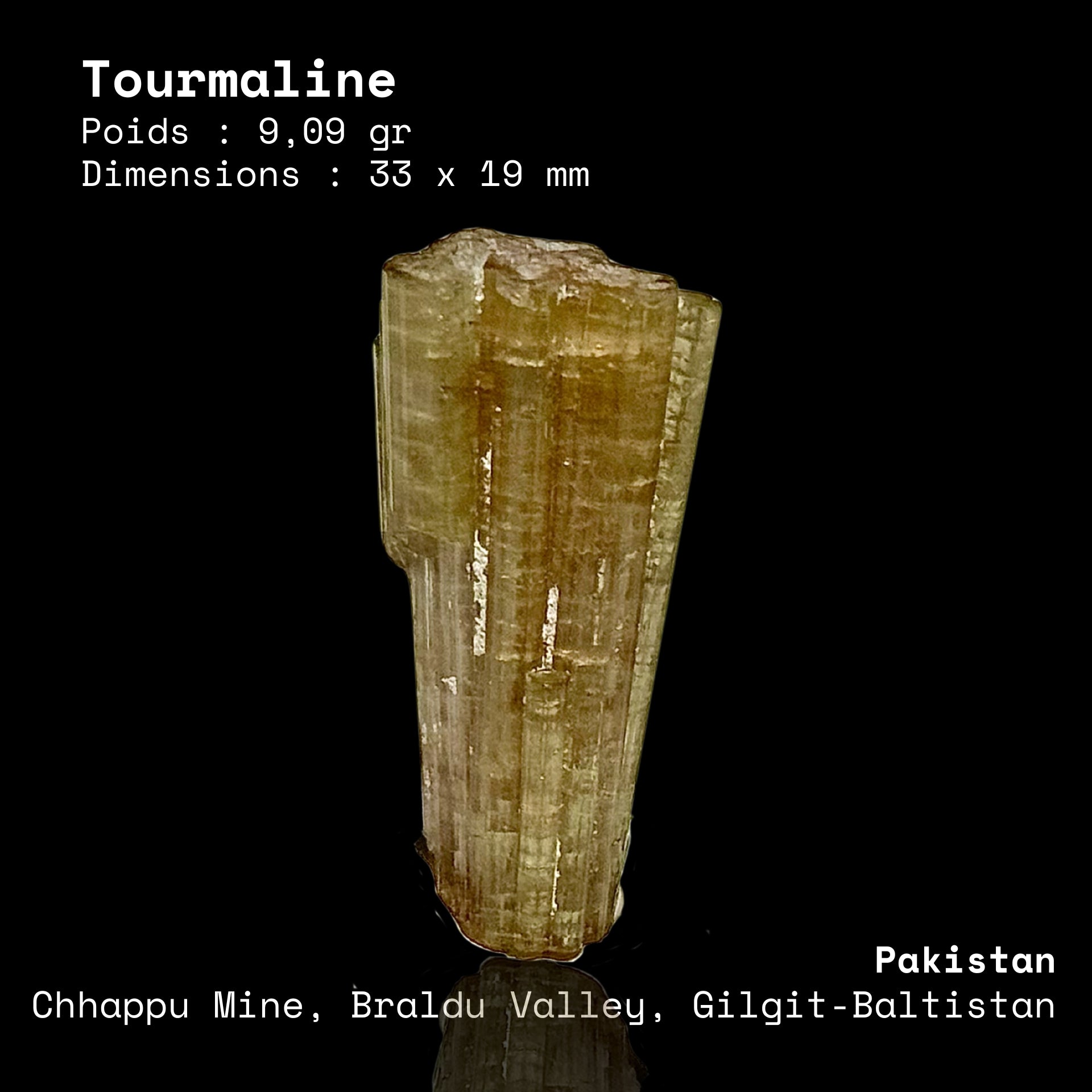 Tourmaline Vert Pâle — Mine de Chhappu n°2 Pakistan