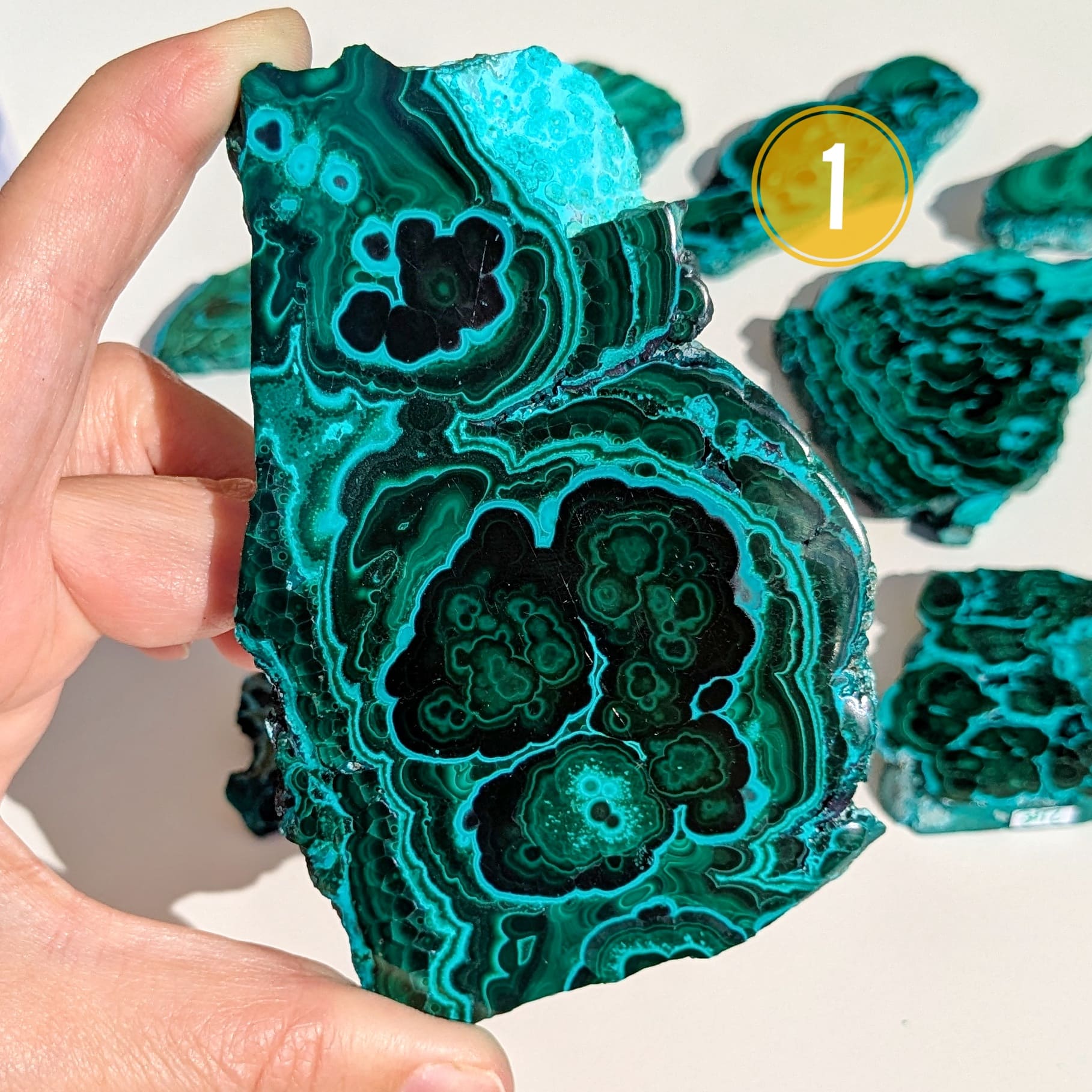 tranche malachite et chrysocolle naturelle