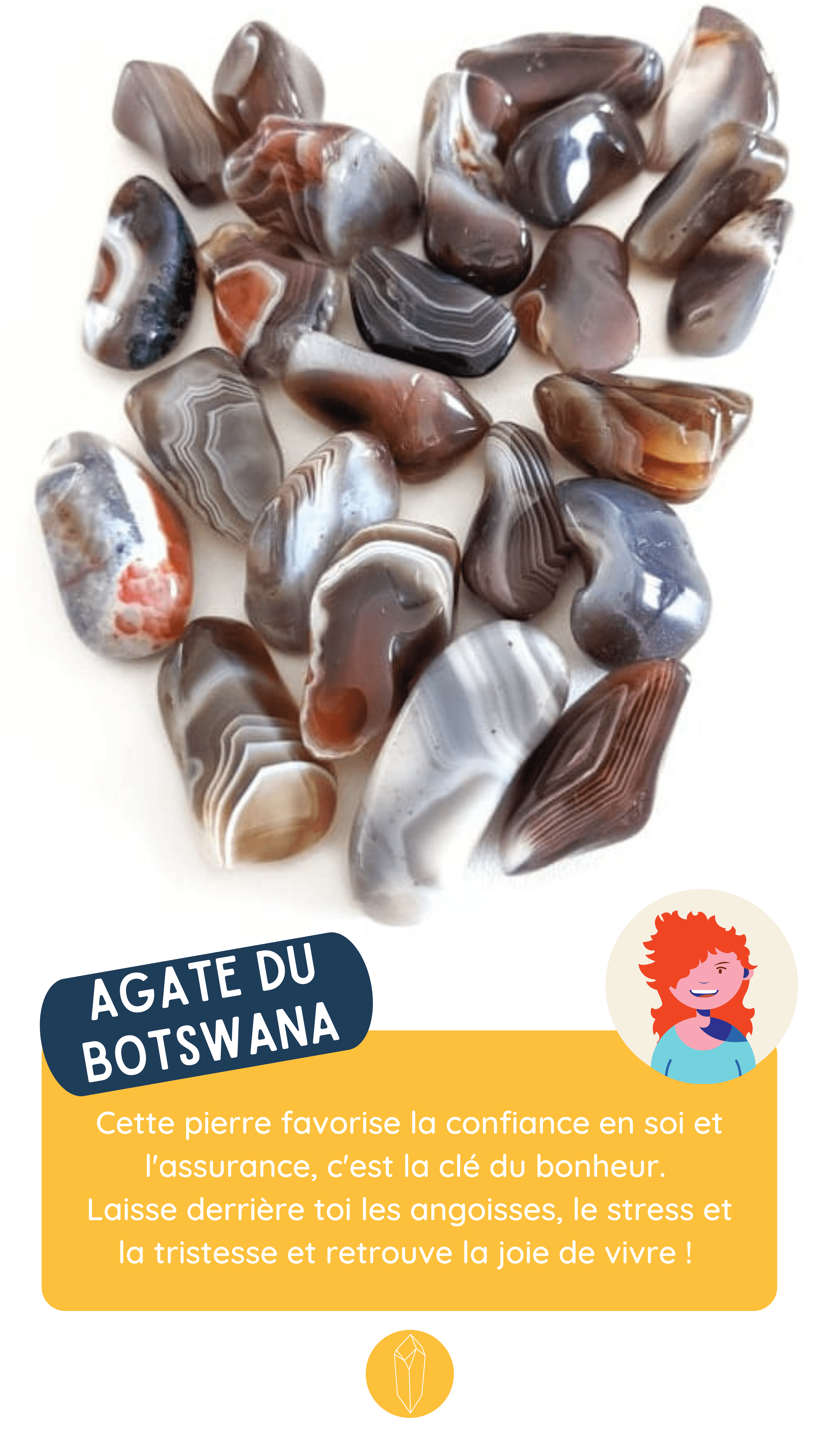 porte clé agate du botswana naturelle
