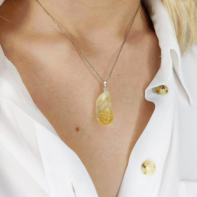 Pendentif En Citrine Naturelle Et Argent 925 - Pierre Jaune énergisante, Neuf Sans Emballage