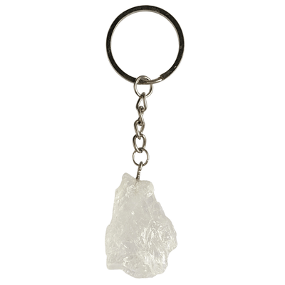 porte clefs pierre cristal de roche brute